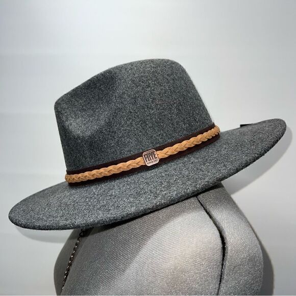 ‎Frye Braided Crown Heather Grey Felt Fedora Hat main image 6